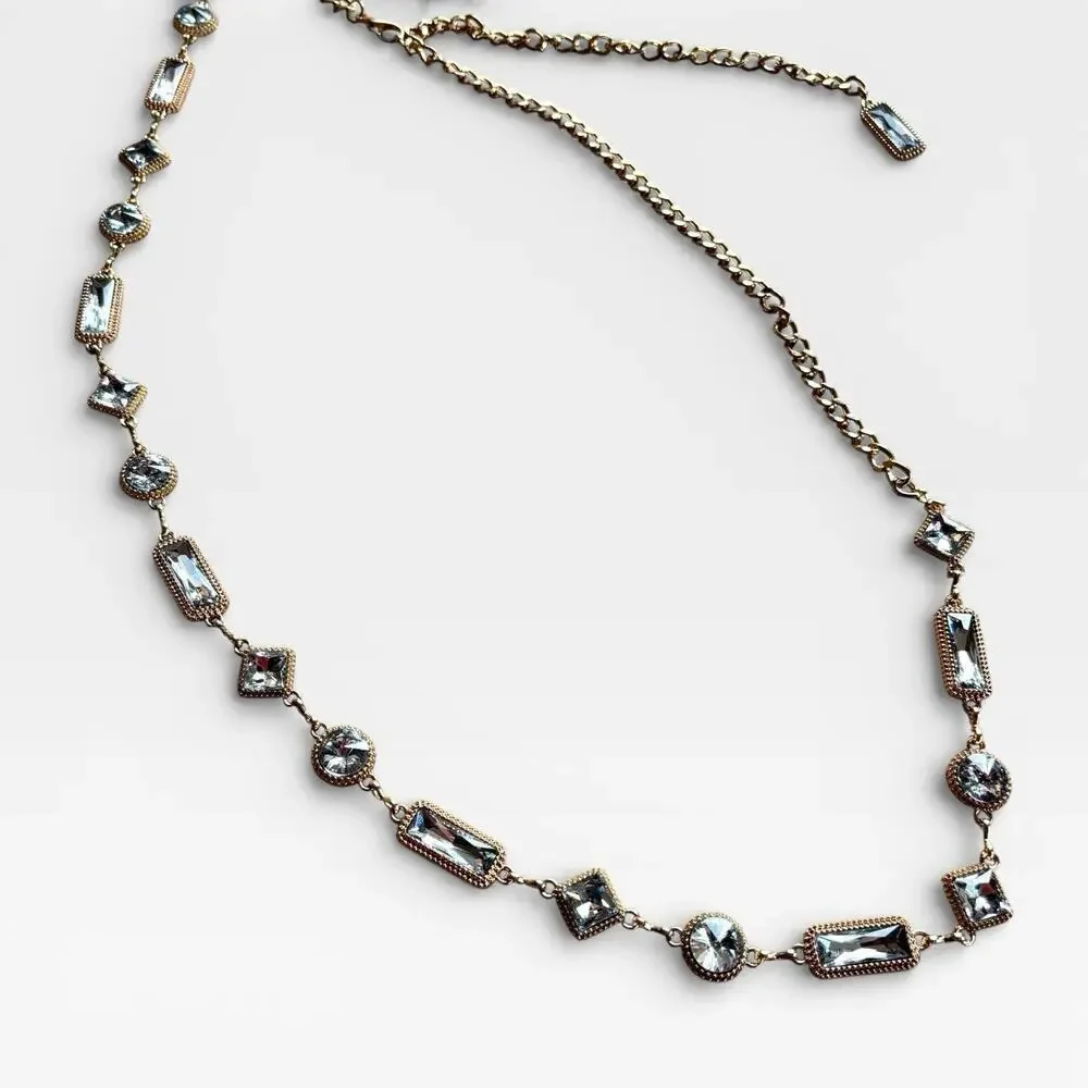 Nicole Miller Chain Belt Gold Tone Medium-Large Jeweled Charms NWT